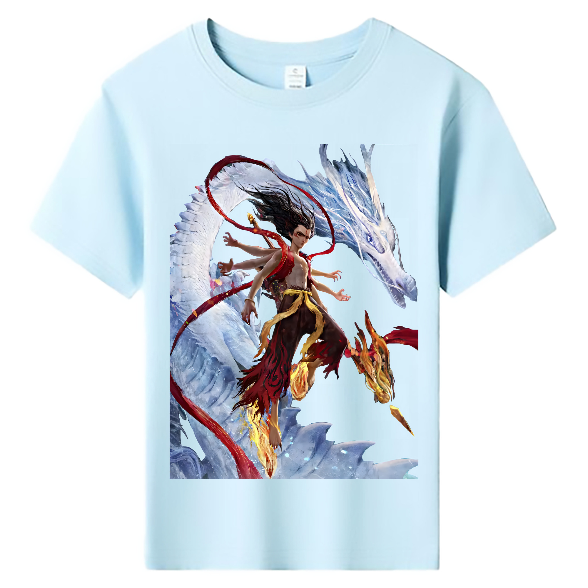 （画像用） Ne Zha 2 ナタ 魔童の大暴れ 綿100％キッズTシャツ（フロントプリント）
